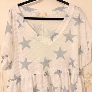 Altar'd State Cream and Gray Star Blouse NWT